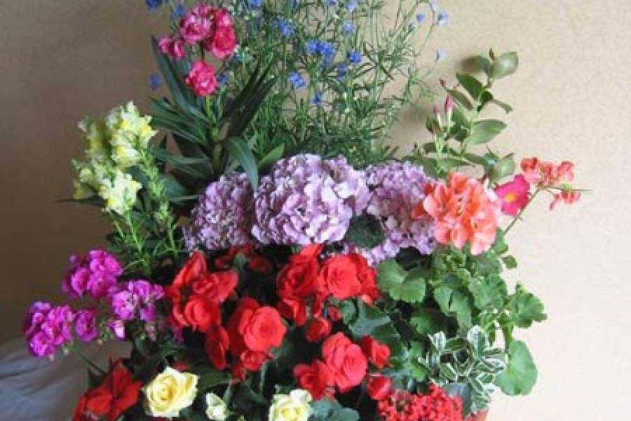 Composition ronde de fleurs à offrir pour un deuil